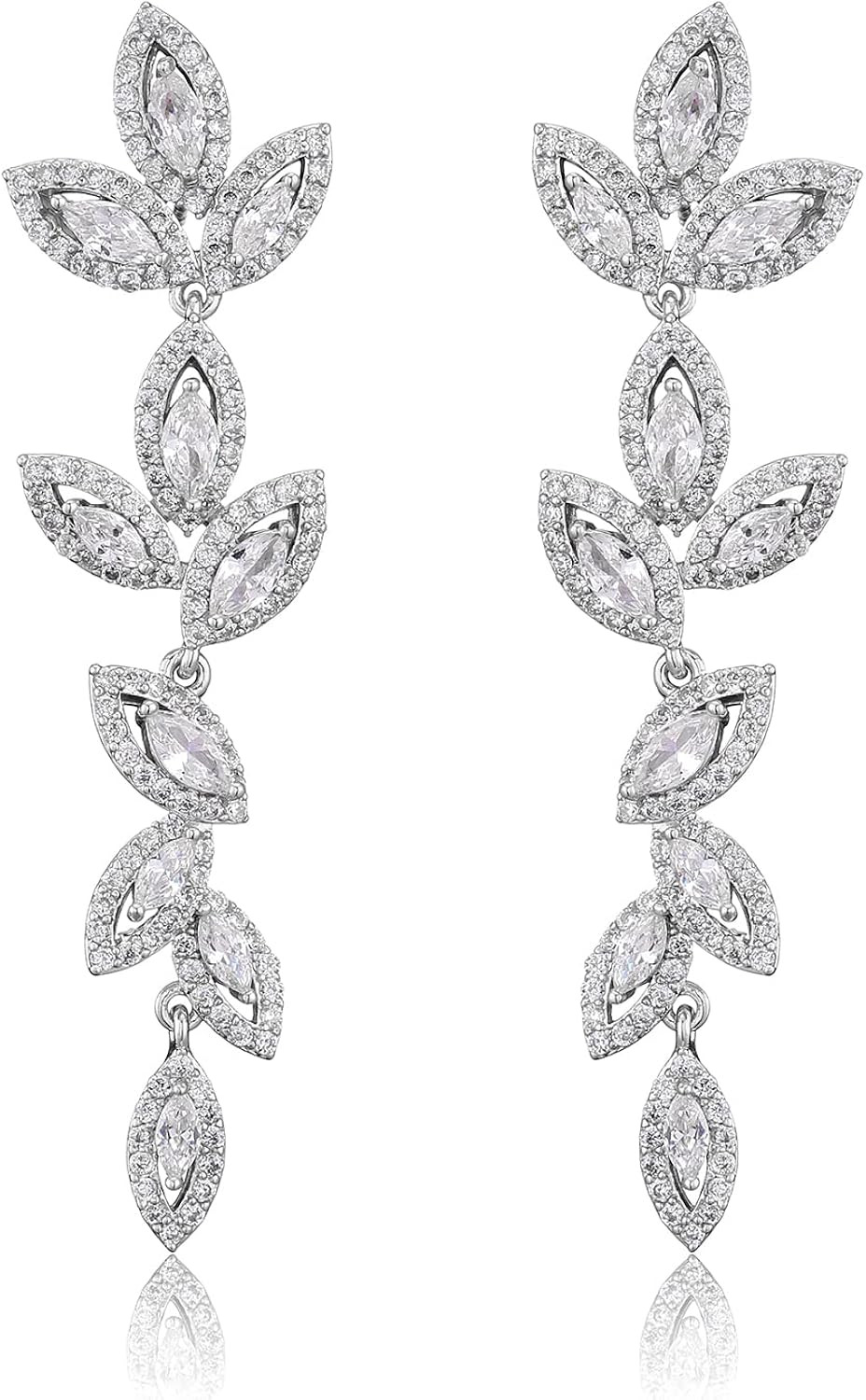 UILZ Dangle Wedding Bridal Earrings for Women Brides Bridesmaids Wedding Gifts, Cubic Zirconia Rh... | Amazon (US)