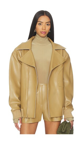 Oversized Moto Jacket in Camel | Revolve Clothing (Global)