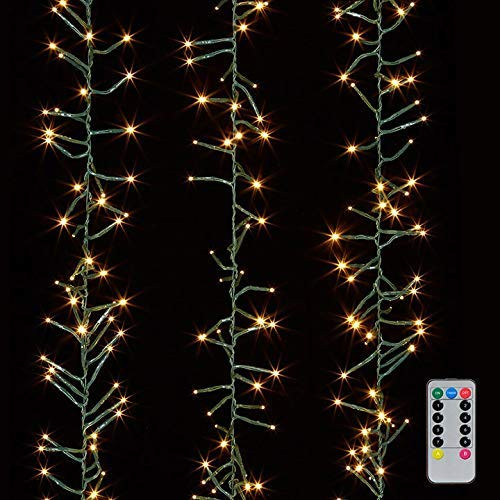 Raz Christmas Cluster Lights Battery Operated 15 Foot Garland with 120 Warm White Lights on Green... | Amazon (US)