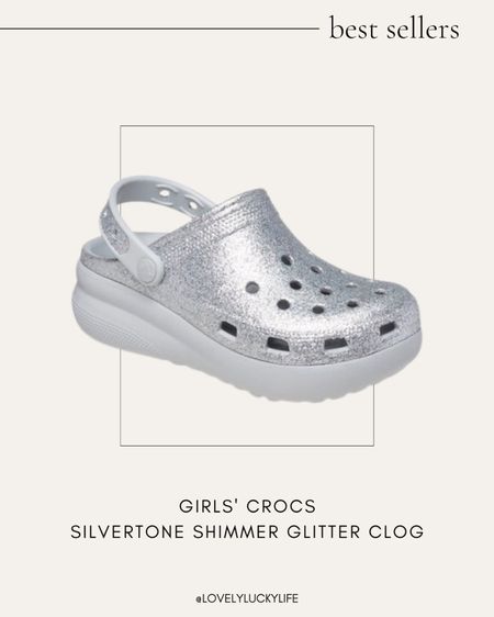 girls crocs silver tone shimmer glitter clog | best sellers from lovelyluckylife 

#LTKshoecrush #LTKkids #LTKFind