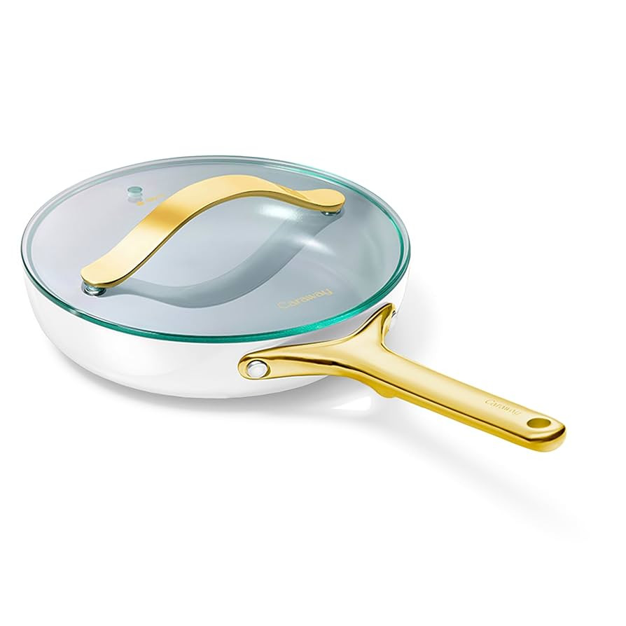 Caraway Nonstick Ceramic Frying Pan With Glass Lid (2.7 qt, 10.5") - Non Toxic, PTFE & PFOA Free ... | Amazon (US)