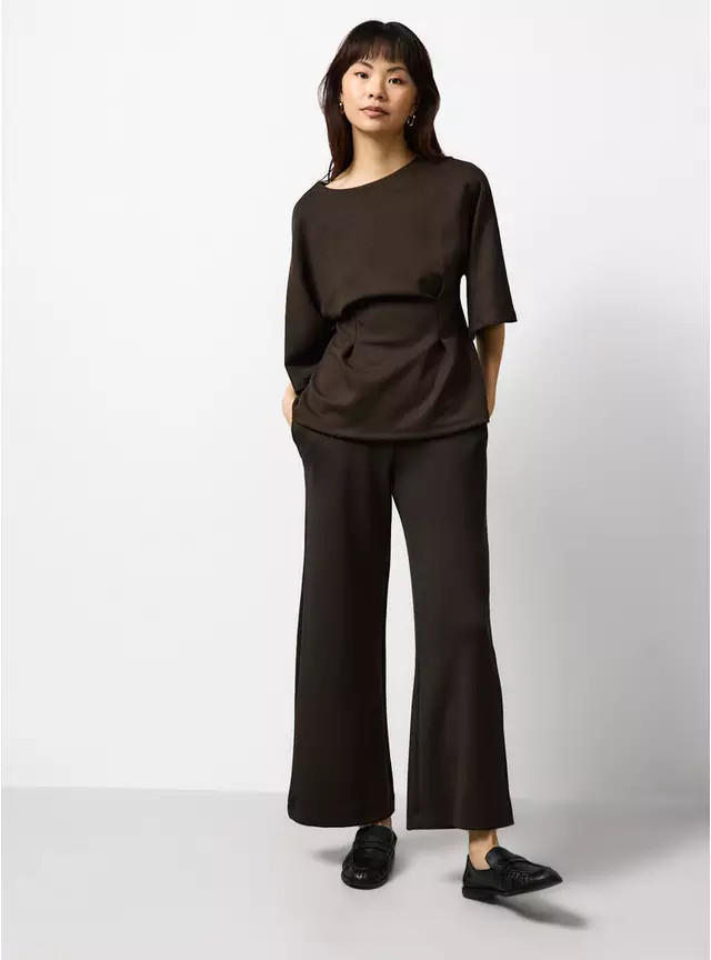 Chocolate Neoprene Wide Leg Co-ord Trousers M | Tu Clothing