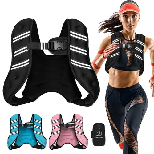 Weighted Vest for Women Men, 6lb/8lb/12lb/16lb/20lb/25lb/30lb Adjustable Weight Vest with Reflective Stripes for Workout, Strength Training, Running, Fitness, Muscle Building, Weight Loss, Rucking Vest (Black, 12lb) | Amazon (US)