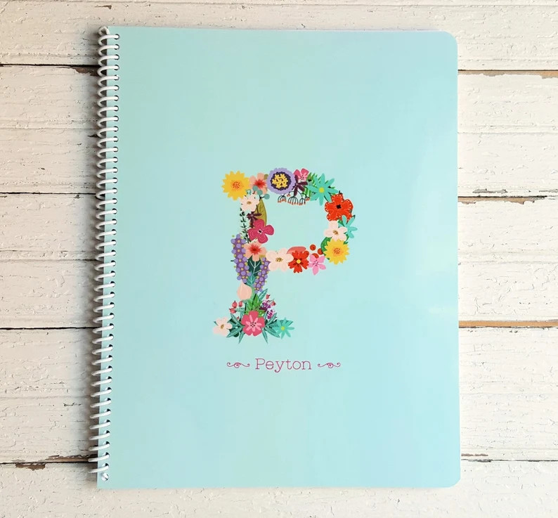 Floral Monogram Personalized Spiral Notebook Blank or Lined Pages - Etsy | Etsy (US)