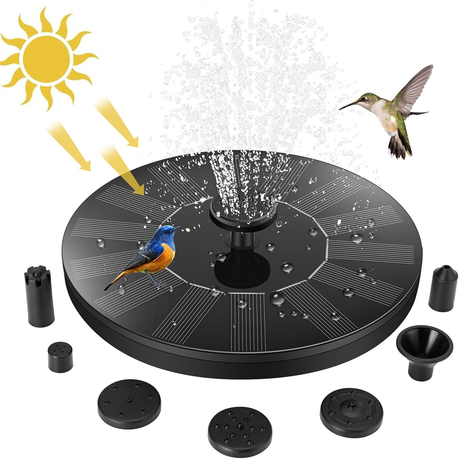 Jsdoin Solar Fountain for Outdoors, Solar Fountain for Outdoor Use with 6 Nozzles, Freestanding, ... | Amazon (DE)