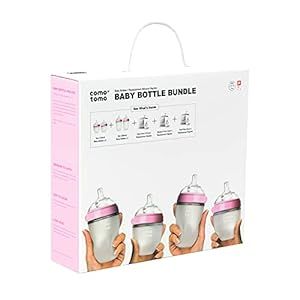 Comotomo Baby Bottle Bundle, Pink, (7 Piece Set) | Amazon (US)