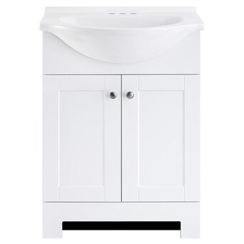 Style Selections Euro 24-in White Single Sink Bathroom Vanity with White Cultured Marble Top | Lowe's