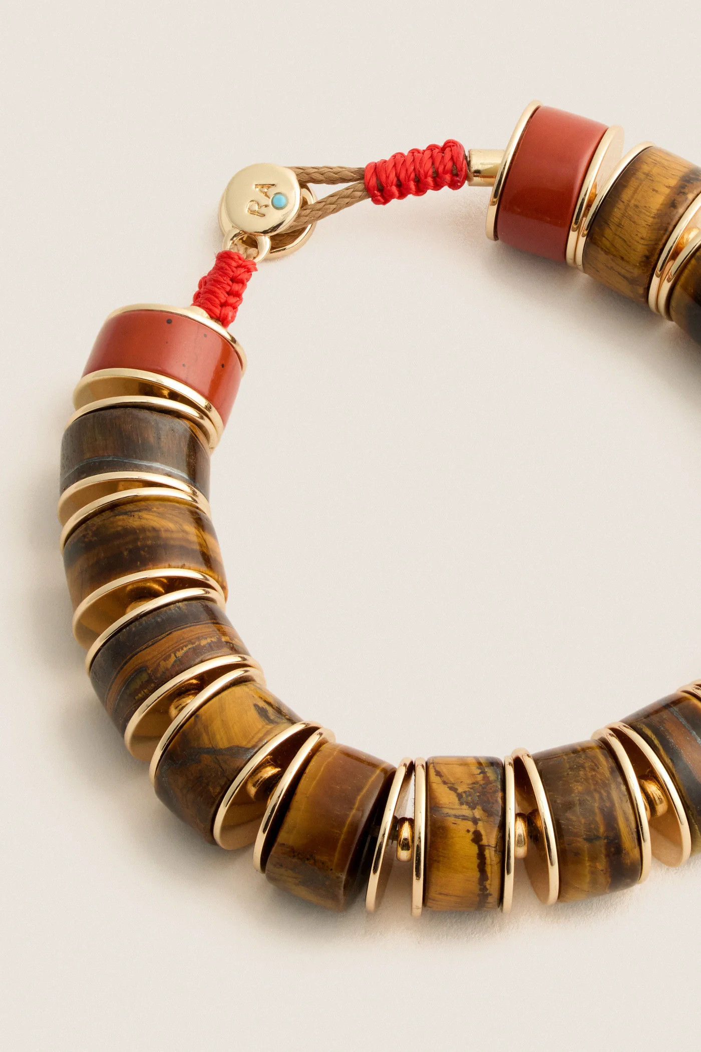 Gold and Tigers Eye Stone Slice Bracelet | Tuckernuck (US)