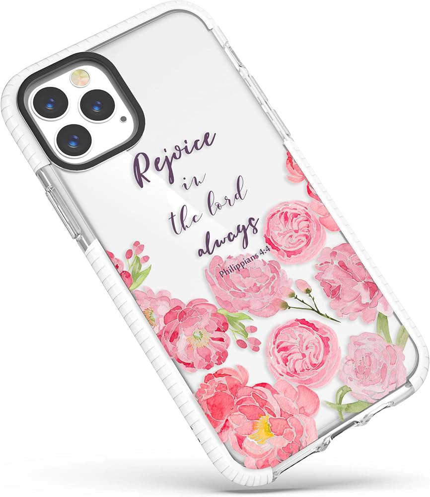frepstudio iPhone 15 Pro Max Bible Verses Clear Cute Case for Girls Women,Pink Roses Peony Inspir... | Amazon (US)