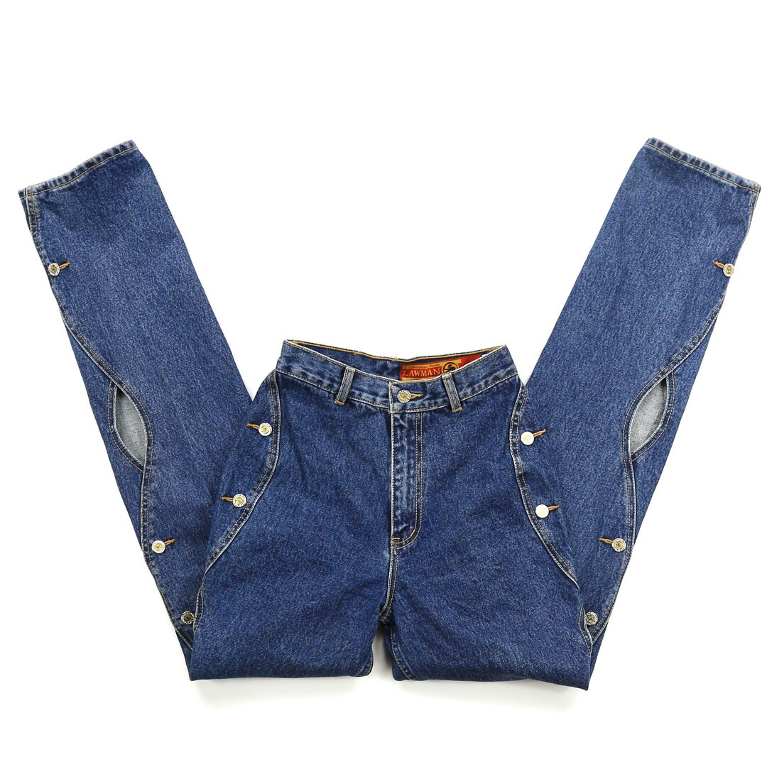 Vintage Lawman Western Peek A Boo Dark Wash High Waisted Jeans | Etsy (US)