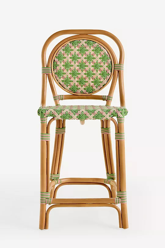 Coastal Rattan Bistro Counter Stool Chair | Anthropologie (US)