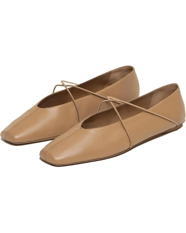 Women’s Square Toe Ballet Flats Criss Cross Strap Mary Jane Shoes Slip On Comfortable Flats for... | Amazon (US)