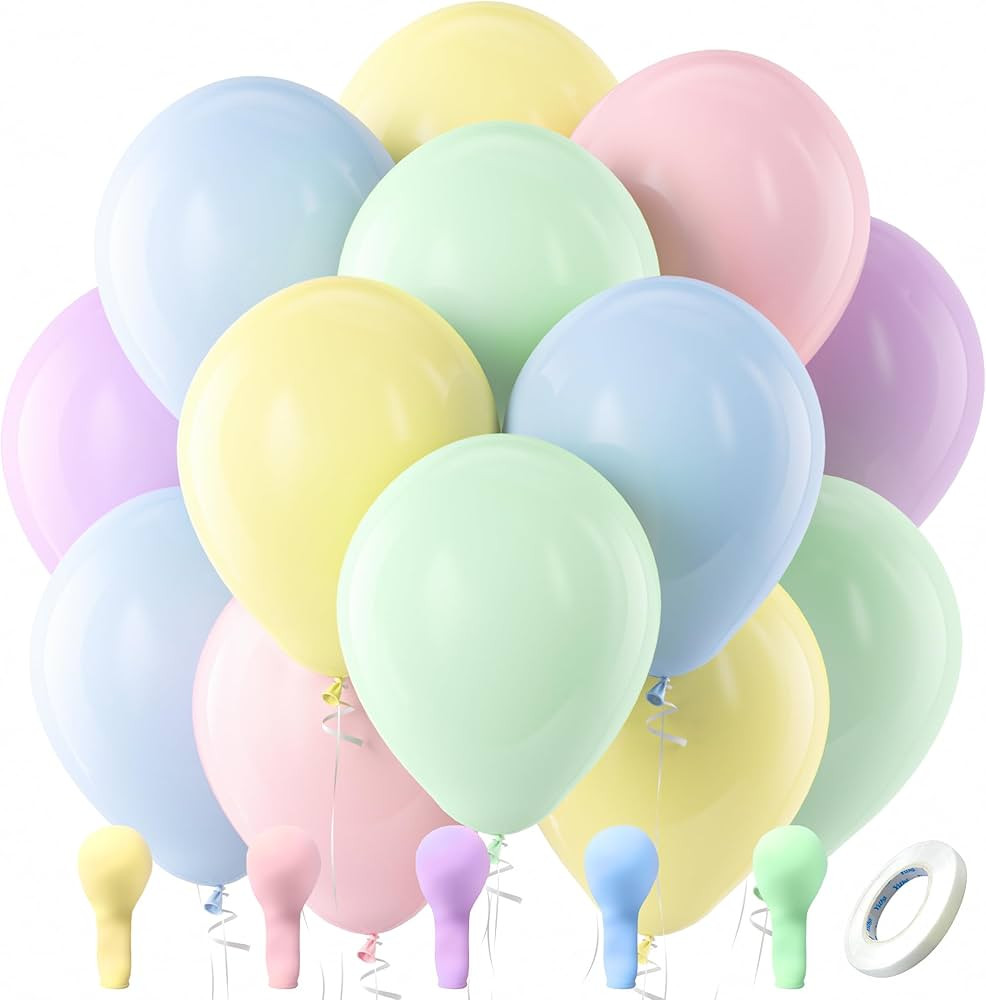 Bezente Pastel Balloons Latex Party Balloons, 100 Pack 12 inch Round Helium Multicolor Macaron Ba... | Amazon (US)