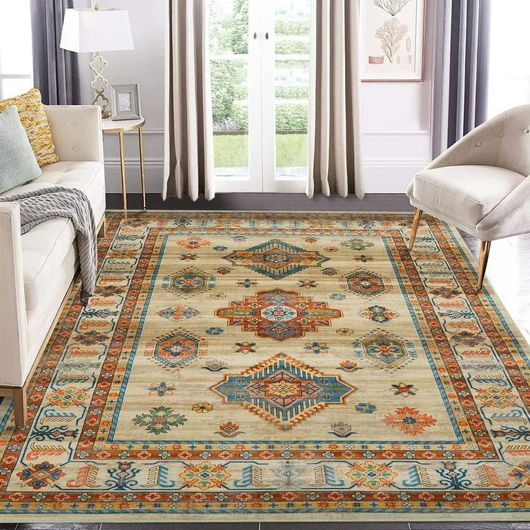 Haperlare Vintage Rug Washable Stain Resistant Floor Carpet Boho Accent Rug Non-Slip Vintage Rug ... | Walmart (US)