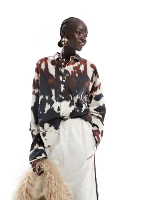 ASOS DESIGN poplin oversized shirt in cow print | ASOS | ASOS (Global)