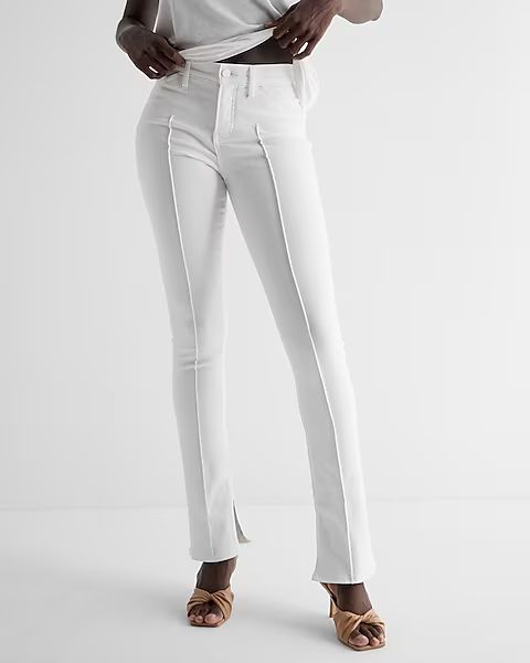 Mid Rise White Pintuck Skyscraper Jeans | Express