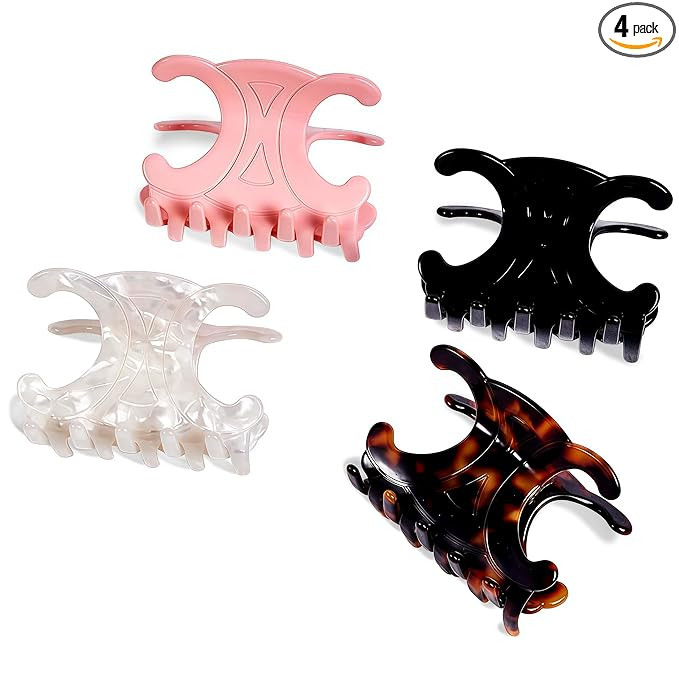 Premium Durable Acetate Butterfly Hair Clips, Celine Hair Clip, 4 Pack Medium Size Acetate Hair C... | Amazon (US)
