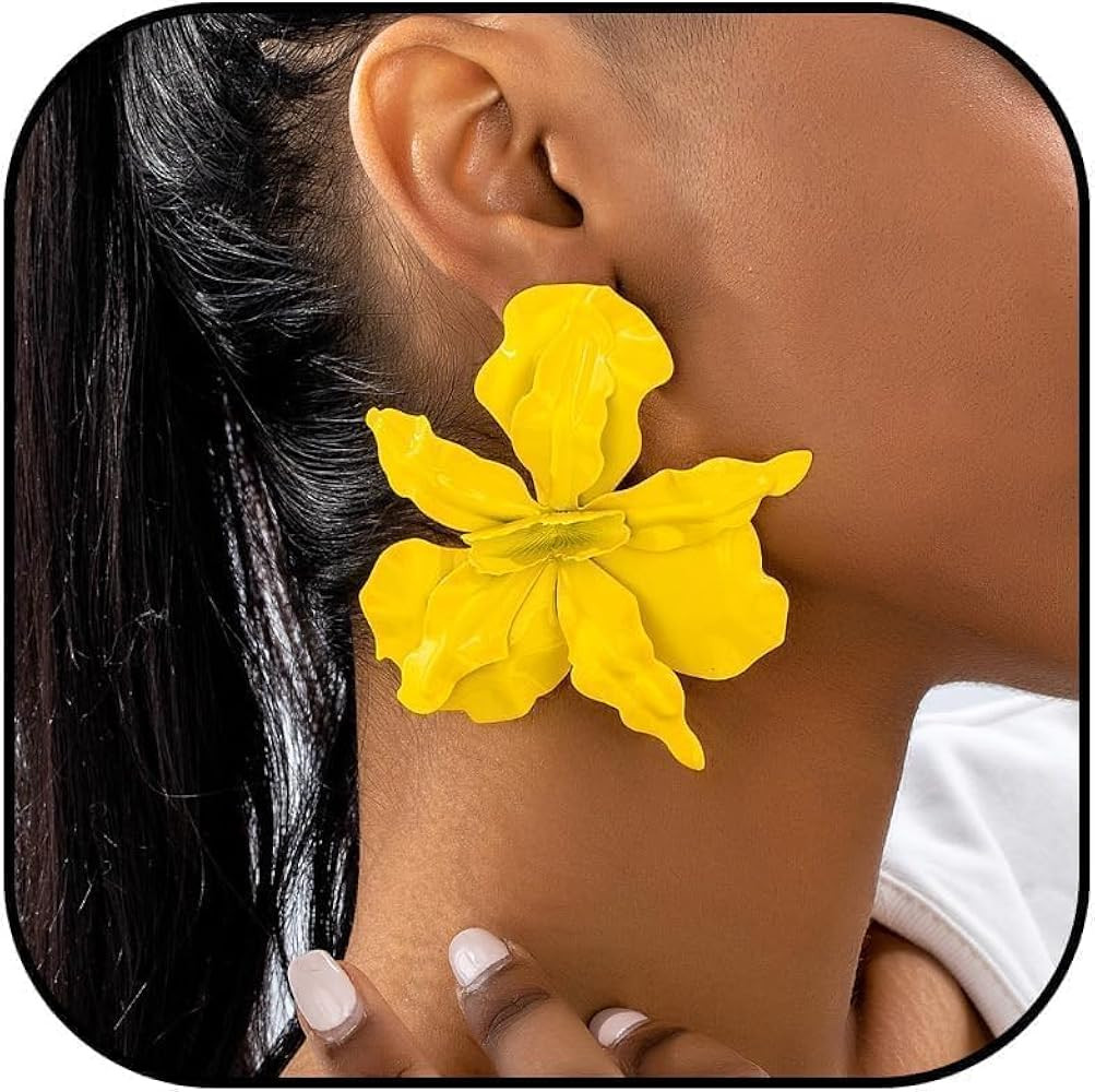 Flower Earrings for Women Big Floral Statement Earrings Oversized Petal Trendy Elegant Daily Outf... | Amazon (US)