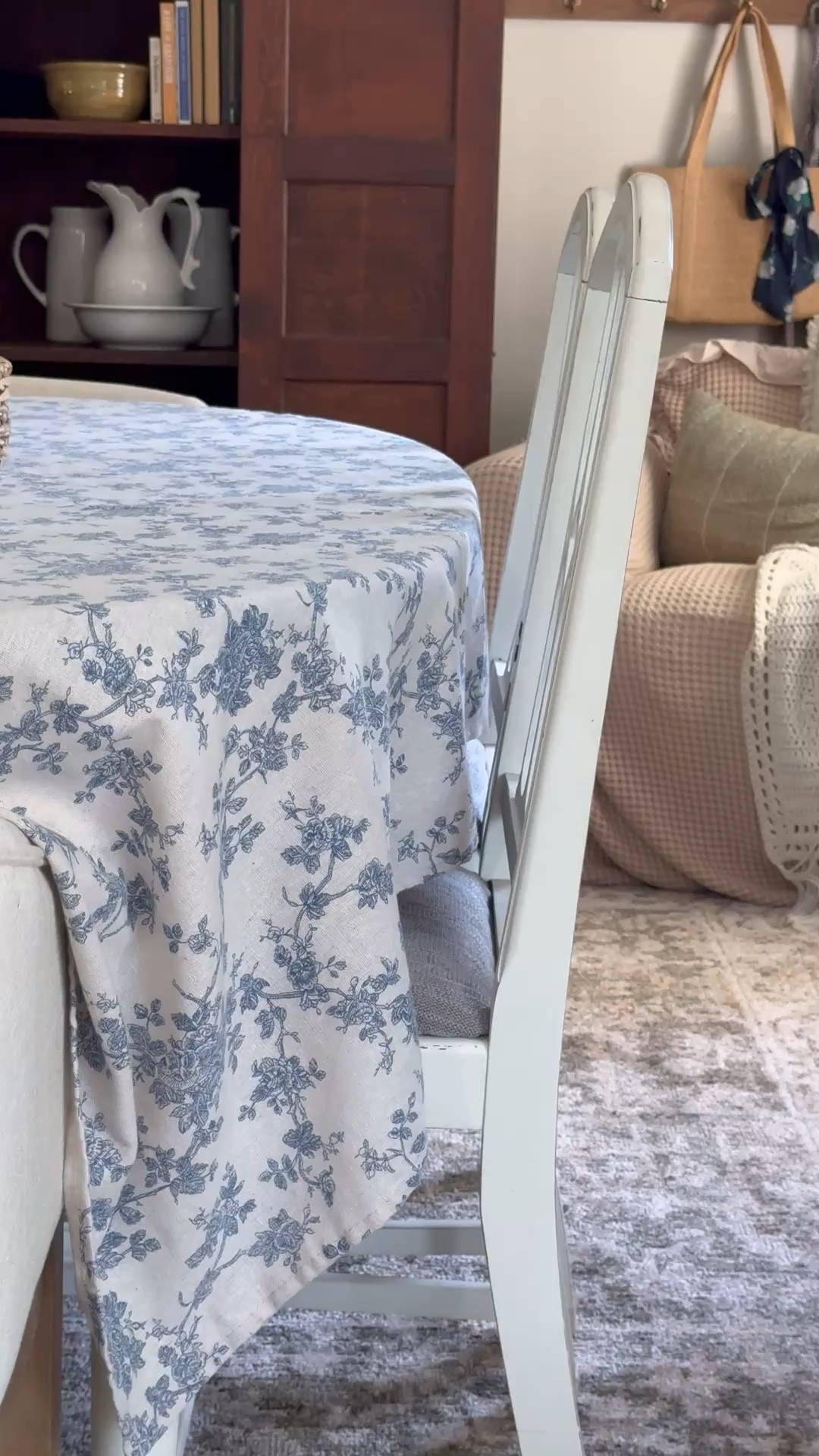 Blue floral tablecloth for spring! Spring decor. Collected home. Cottagecore. 

#LTKHome