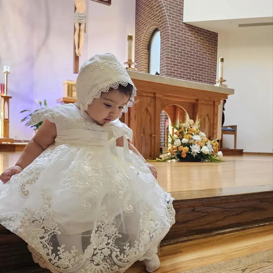 White Lace Baptism Dress for Baby Girl: Blessing Christening Gown - Etsy | Etsy (US)