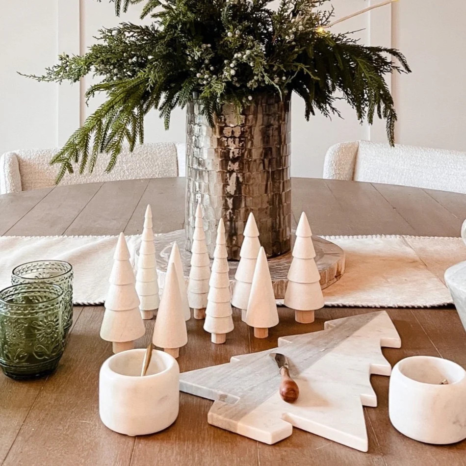 White Wood Glitter Trees, Set of 3 | Pepper + Vetiver