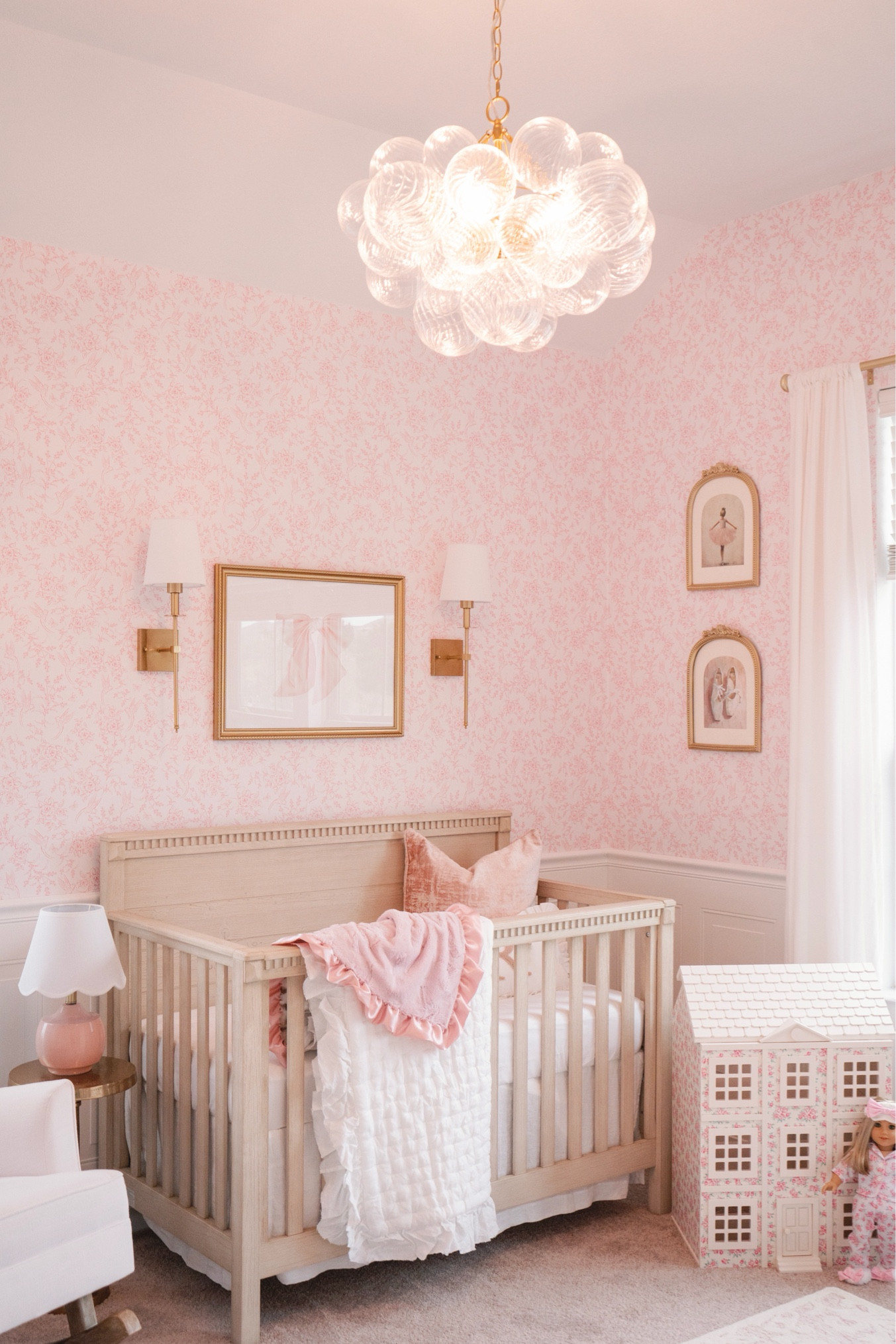 Baby girl nursery, pink girl’s room, vintage baby girl nursery, romantic nursery 

Chandelier is from light fixtures USA and if it’s not linked it’s most like a home goods/TJ maxx find

#LTKBaby #LTKHome #LTKFamily