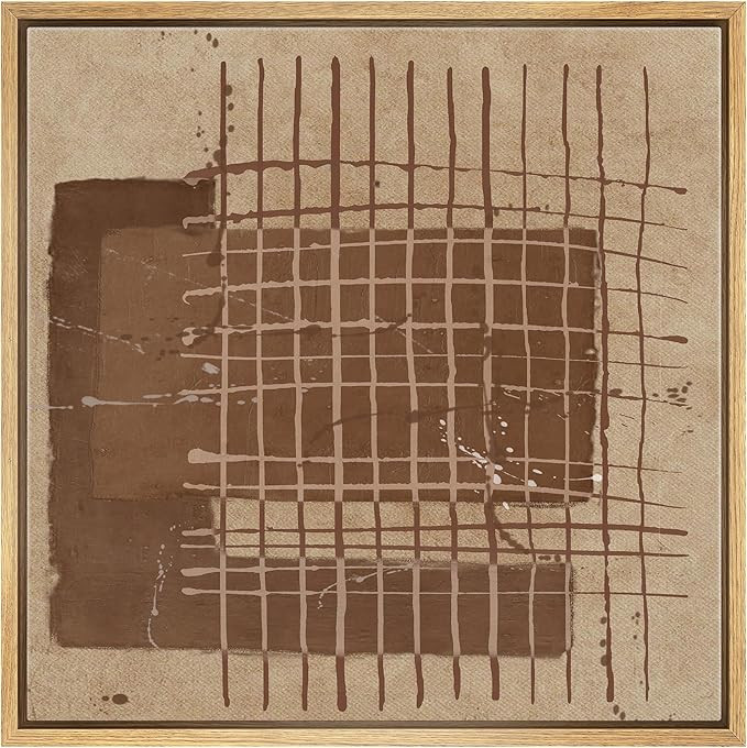 SIGNWIN Framed Canvas Print Wall Art Geometric Grid Abstract in Earth Tones Illustrations Fine Ar... | Amazon (US)
