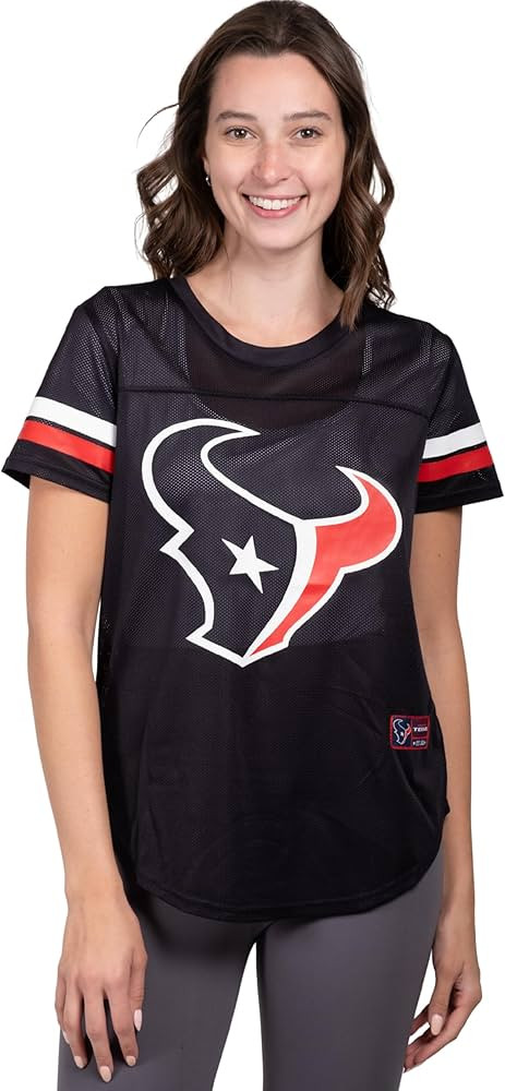 Ultra Game Women's NFL Official Soft Mesh Varsity Stripe T-Shirt | Amazon (US)