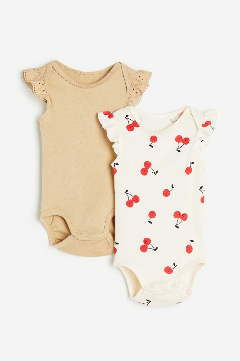 2-pack Picot-trimmed Bodysuits | H&M (US)