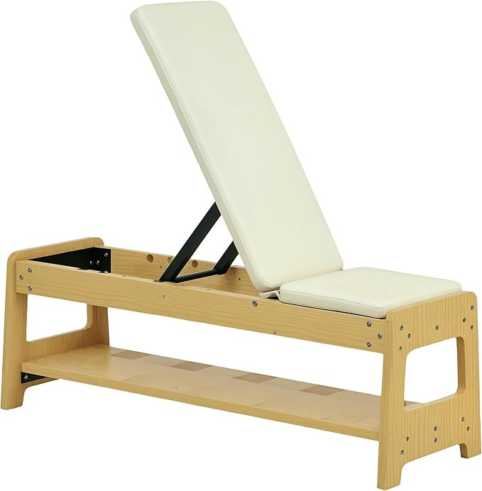 Soozier Adjustable Weight Bench with Dumbbell Rack, Wooden Workout Bench, Flat or Incline Bench f... | Amazon (US)