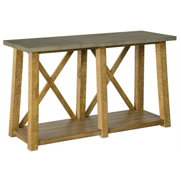 Faux Concrete Top & Rustic Wood Sofa Table - Walmart.com | Walmart (US)