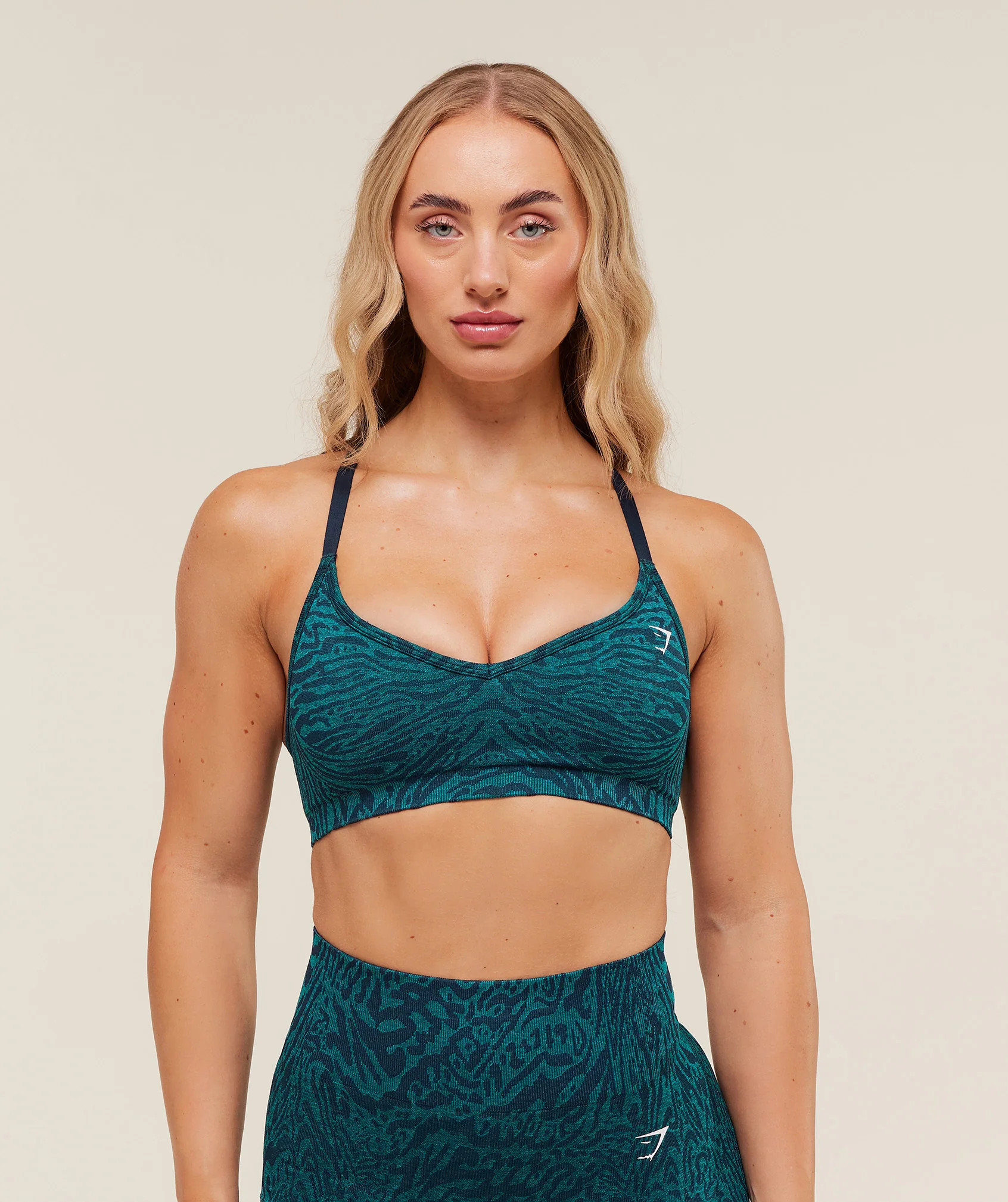 Gymshark Adapt Animal Seamless Sports Bra - Navy/Brand Blue | Gymshark US
