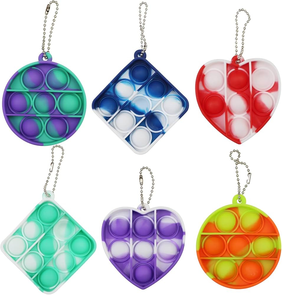 6 Pack Pocket Pop Keychains, Mini Fidgets, Variety Pack of Pop it Keychains, Perfect Pop it Party... | Amazon (US)