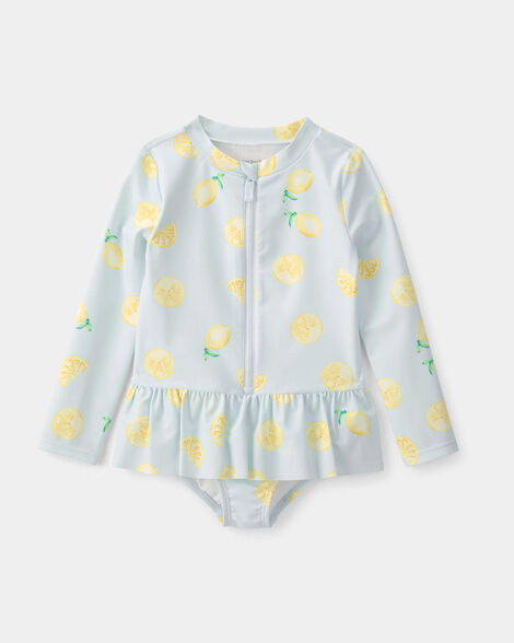 Toddler Girl 1-Piece Lemon Rashguard Swimsuit - Blue | Carter's Inc