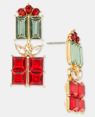 Mixed Crystal Gift Double Drop Earrings, Macy's Exclusive | Macy's