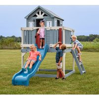 Backyard Discovery Beacon Heights 100% Cedar Wood Playhouse with Wave Slide and Kitchen Accessories, Half Door and Working Bell | Wayfair UK