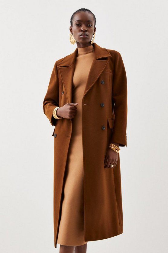 Italian Virgin Wool Oversized Shoulder Coat | Karen Millen UK + IE + DE + NL
