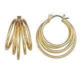 Napier Layered Hoop Earring, Gold Tone | Amazon (US)