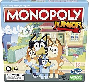 Monopoly Junior: Bluey Edition Board Game for Kids Ages 5+, Play as Bluey, Bingo, Mum, and Dad, F... | Amazon (US)
