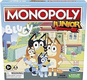 Monopoly Junior: Bluey Edition Board Game for Kids Ages 5+, Play as Bluey, Bingo, Mum, and Dad, F... | Amazon (US)