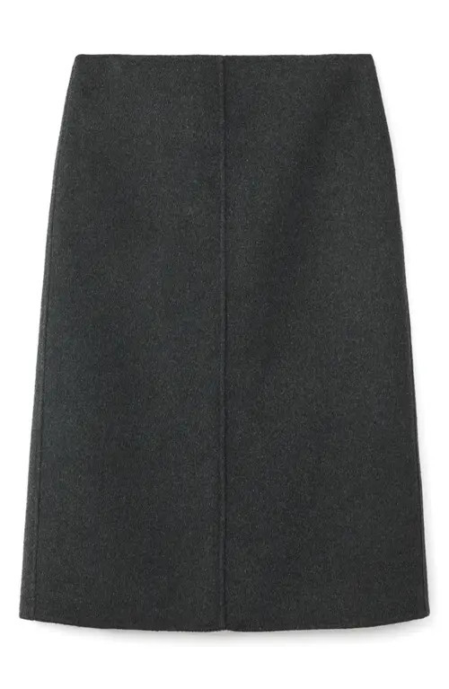 MANGO Selection Wool Blend Midi Skirt in Gray at Nordstrom, Size 2 | Nordstrom