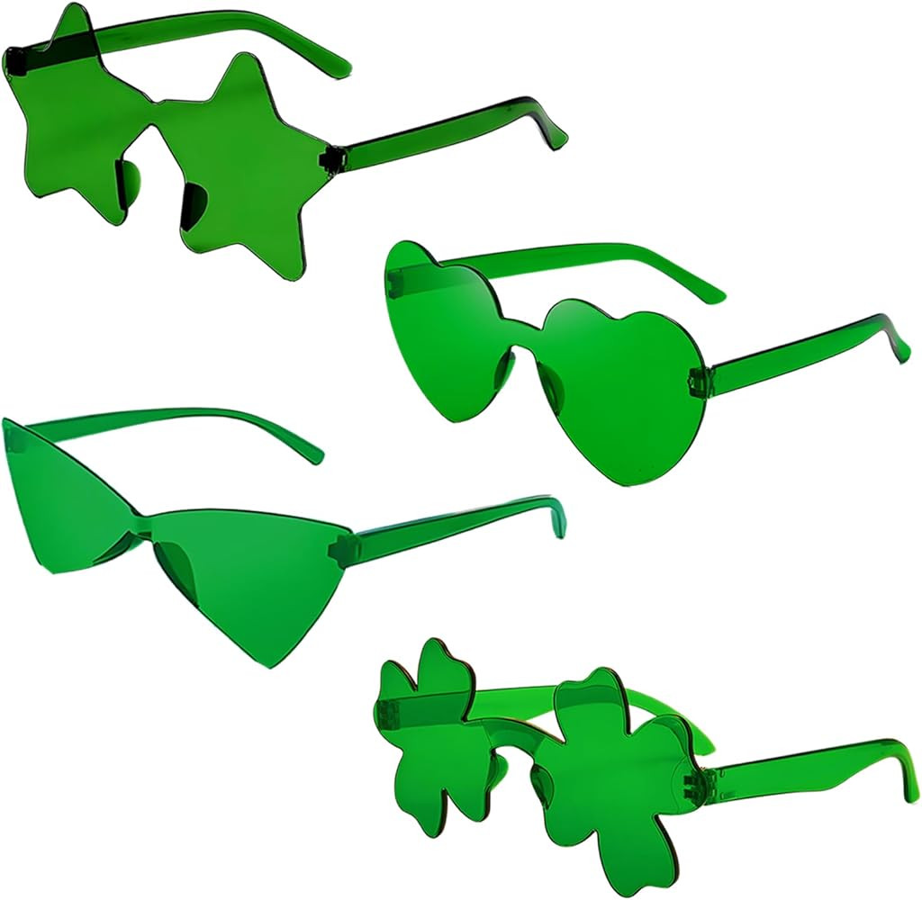 Evankin 4PCS St Patricks Day Glasses, St Patrick's Day Accessories for Women Men Adult, Green Sha... | Amazon (US)