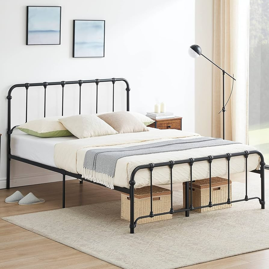 Amyove Queen Bed Frame Metal Platform Bed with Headboard and Footboard, Metal Bed Frame Heavy Dut... | Amazon (US)