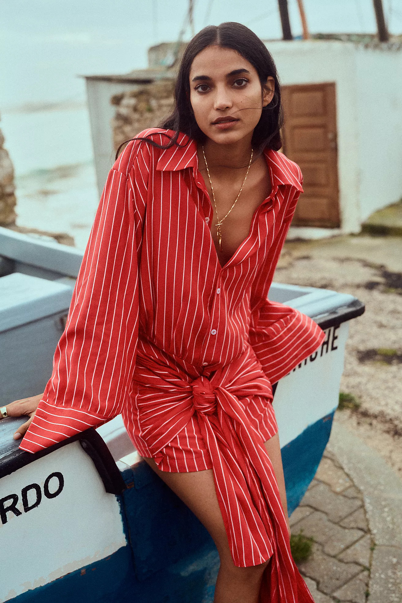 Bardot Malira Long-Sleeve Mini Shirt Dress | Anthropologie (US)