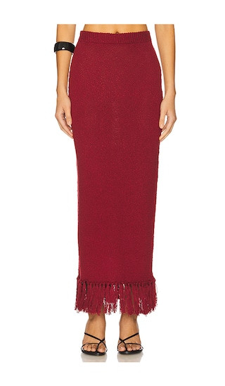 Gabby Knitted Maxi Skirt in Burgundy | Revolve Clothing (Global)