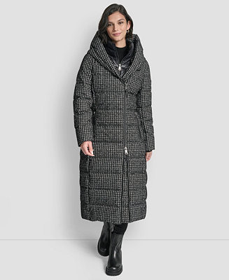 Women's Bibbed Shawl Collar Hooded Puffer Coat | Macy's