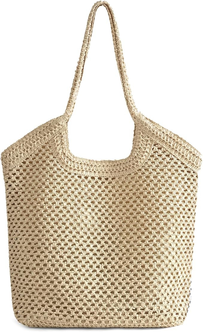 Large Straw Mesh Beach Bag The Tote Shoulder Bag for Women Beach Vacation Essentials Clutch Purse... | Amazon (US)