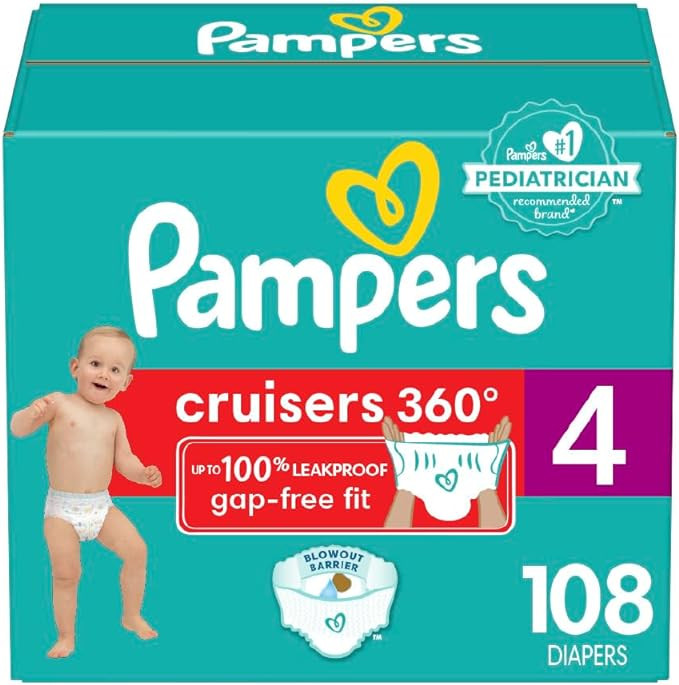 Diapers Size 4, 108 Count - Pampers Pull On Cruisers 360° Fit Disposable Baby Diapers with Stret... | Amazon (CA)