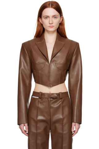 Aleksandre Akhalkatsishvili - SSENSE Exclusive Brown Faux-Leather Jacket | SSENSE