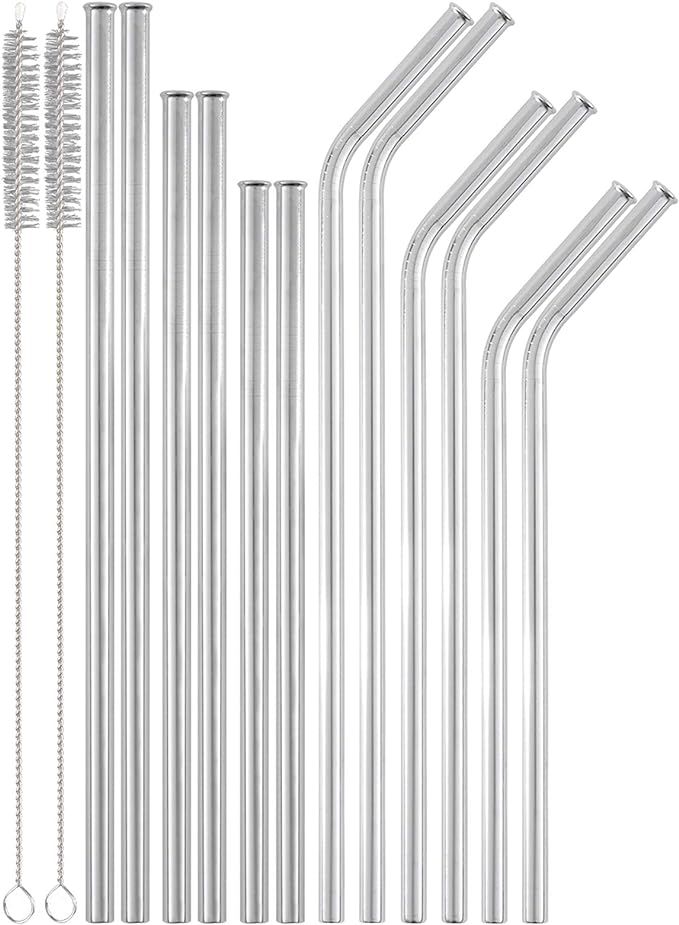 Reusable Stainless Steel Metal Straws,Set of 12 0.24"Wide Drinking Straws for 16-30oz Tumblers,6 ... | Amazon (US)